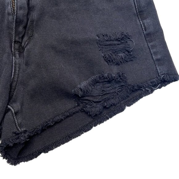 Pacsun Shorts Women’s Size 26 High Rise Festival Distressed Black Denim Raw Hem - Picture 3 of 11
